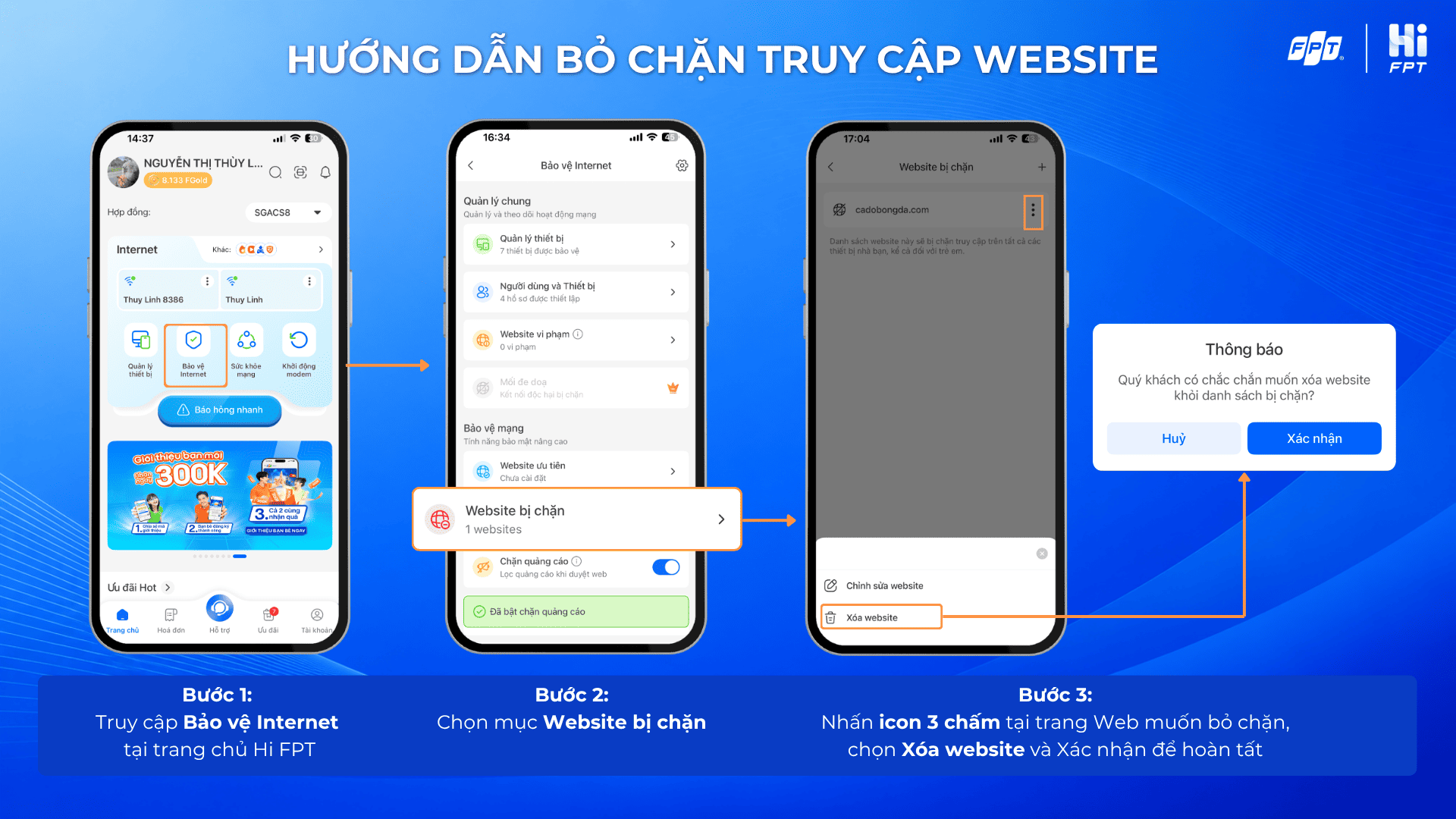 Bỏ chặn truy cập website