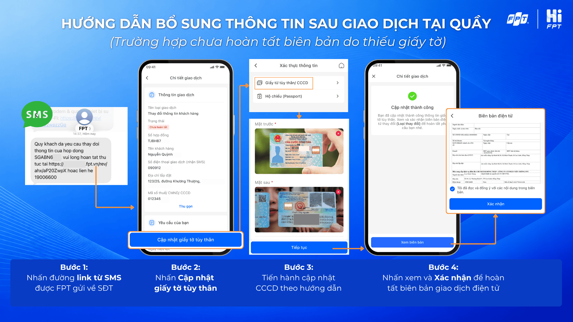 Cập nhật thông tin sau giao dịch tại quầy