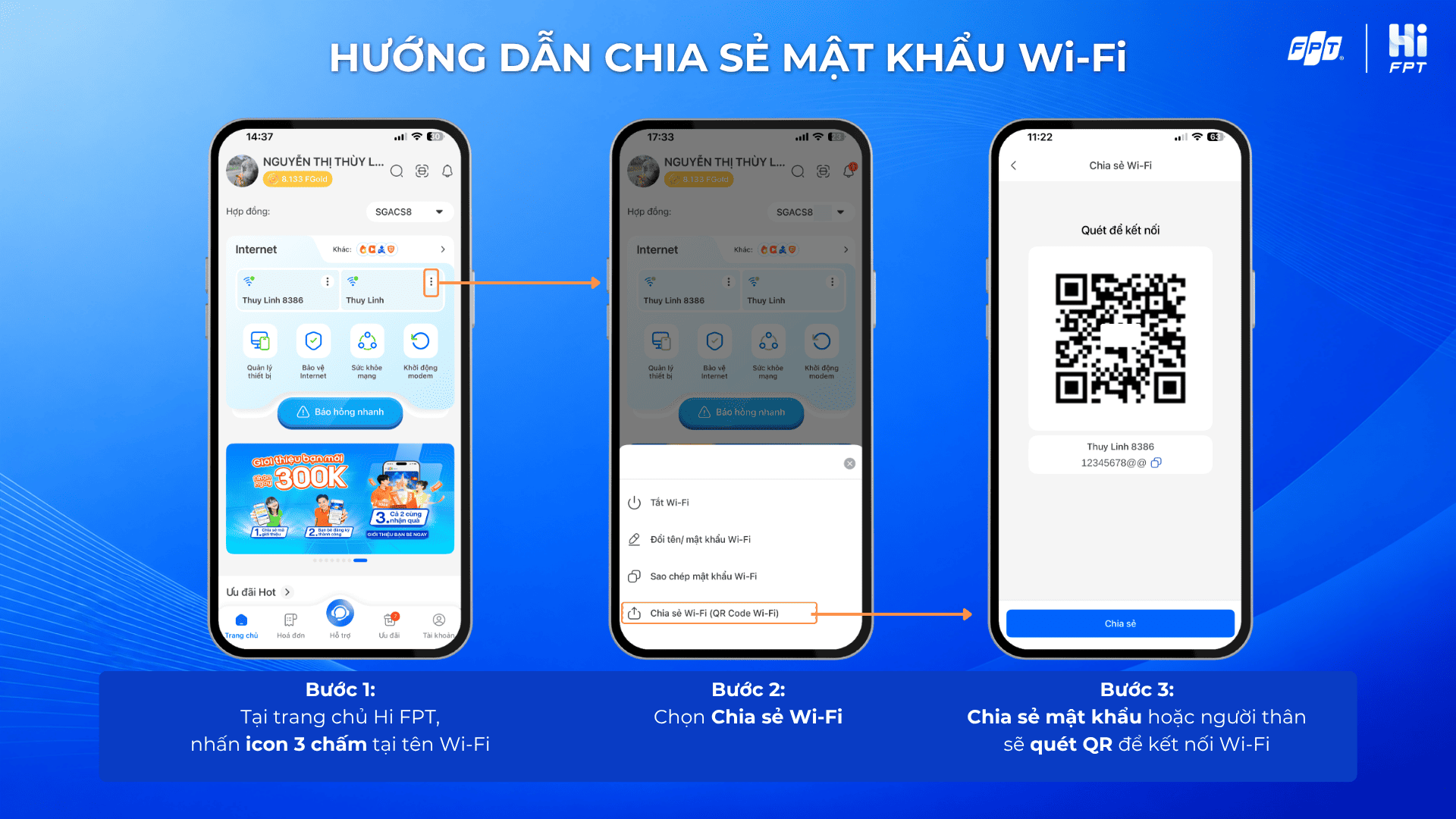 Chia sẻ mật khẩu Wi-Fi