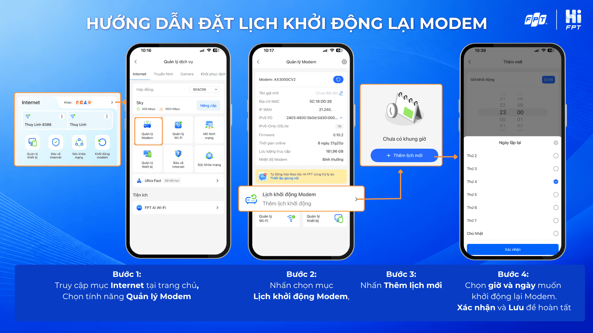 Đặt lịch khởi động Modem