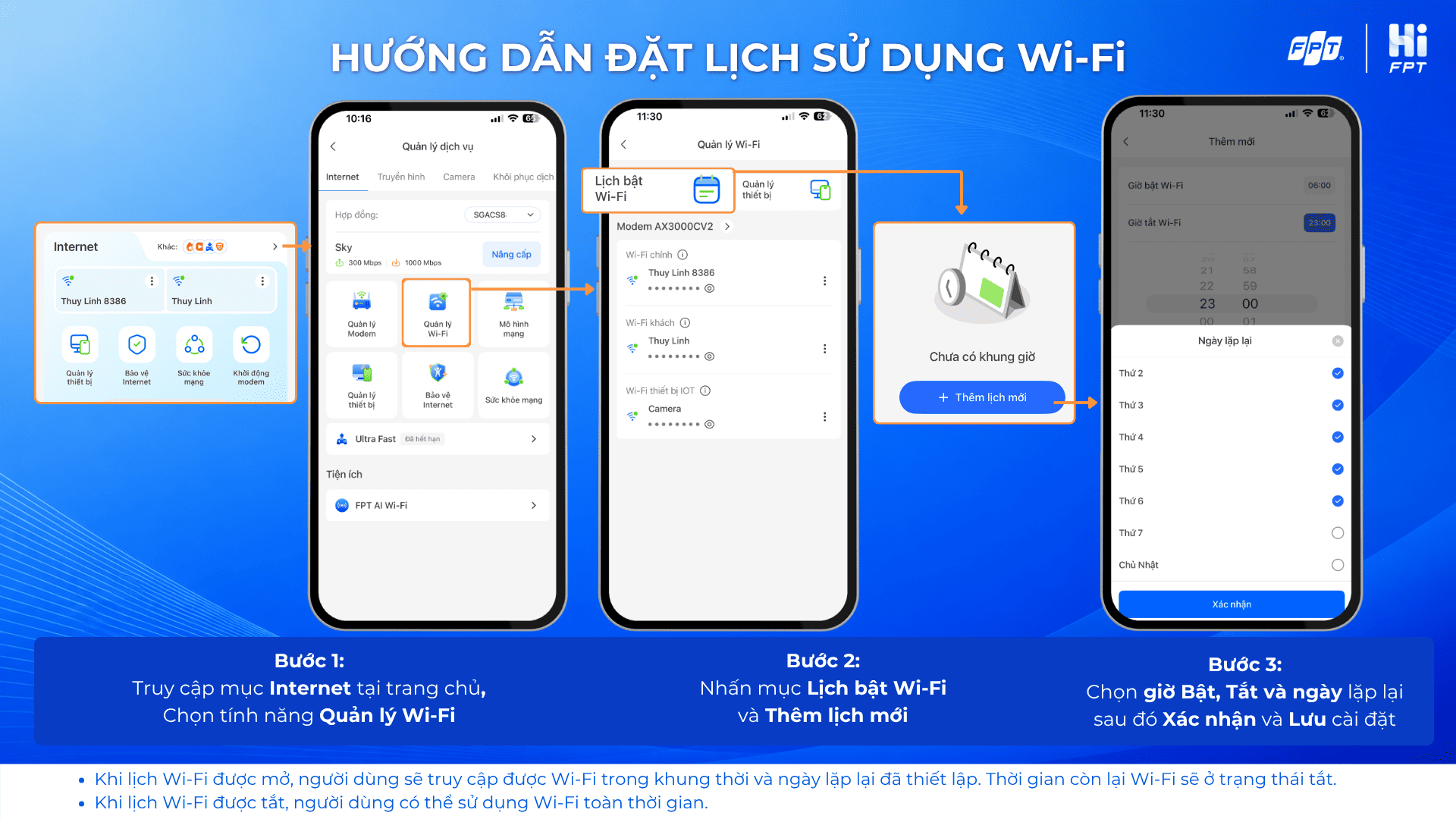 Đặt lịch sử dụng Wi-Fi