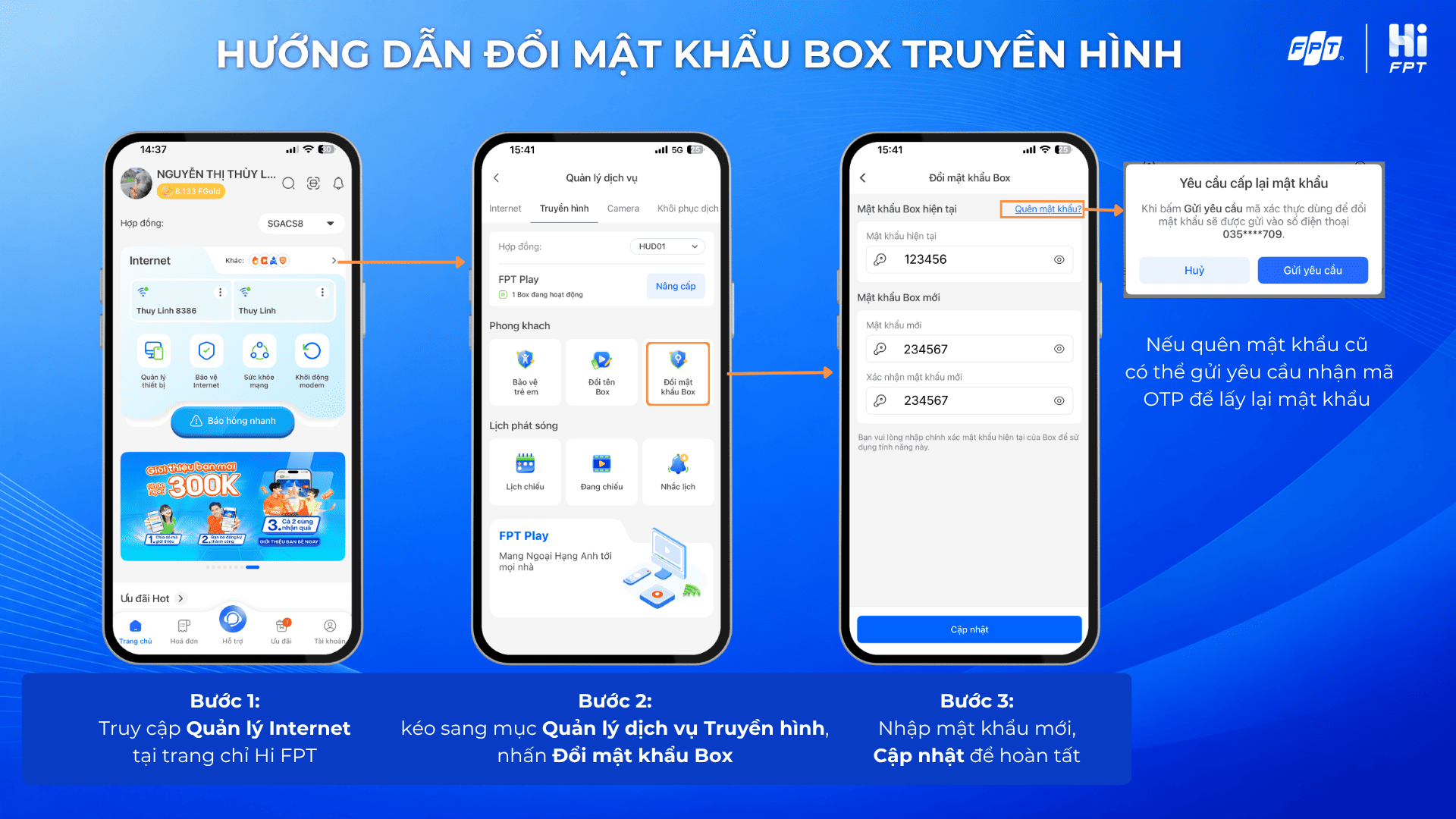 Đổi mật khẩu Box FPT Play