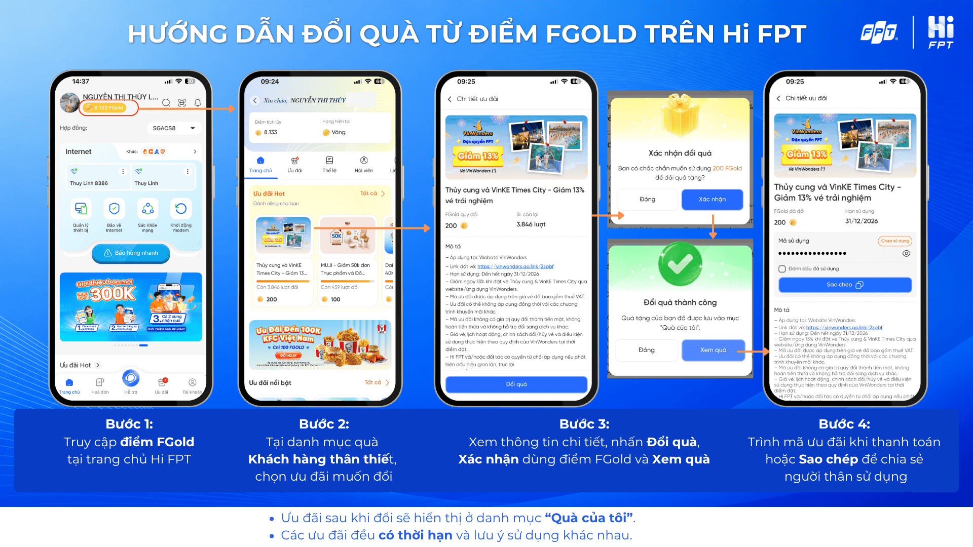 Đổi quà FGold trên App Hi FPT
