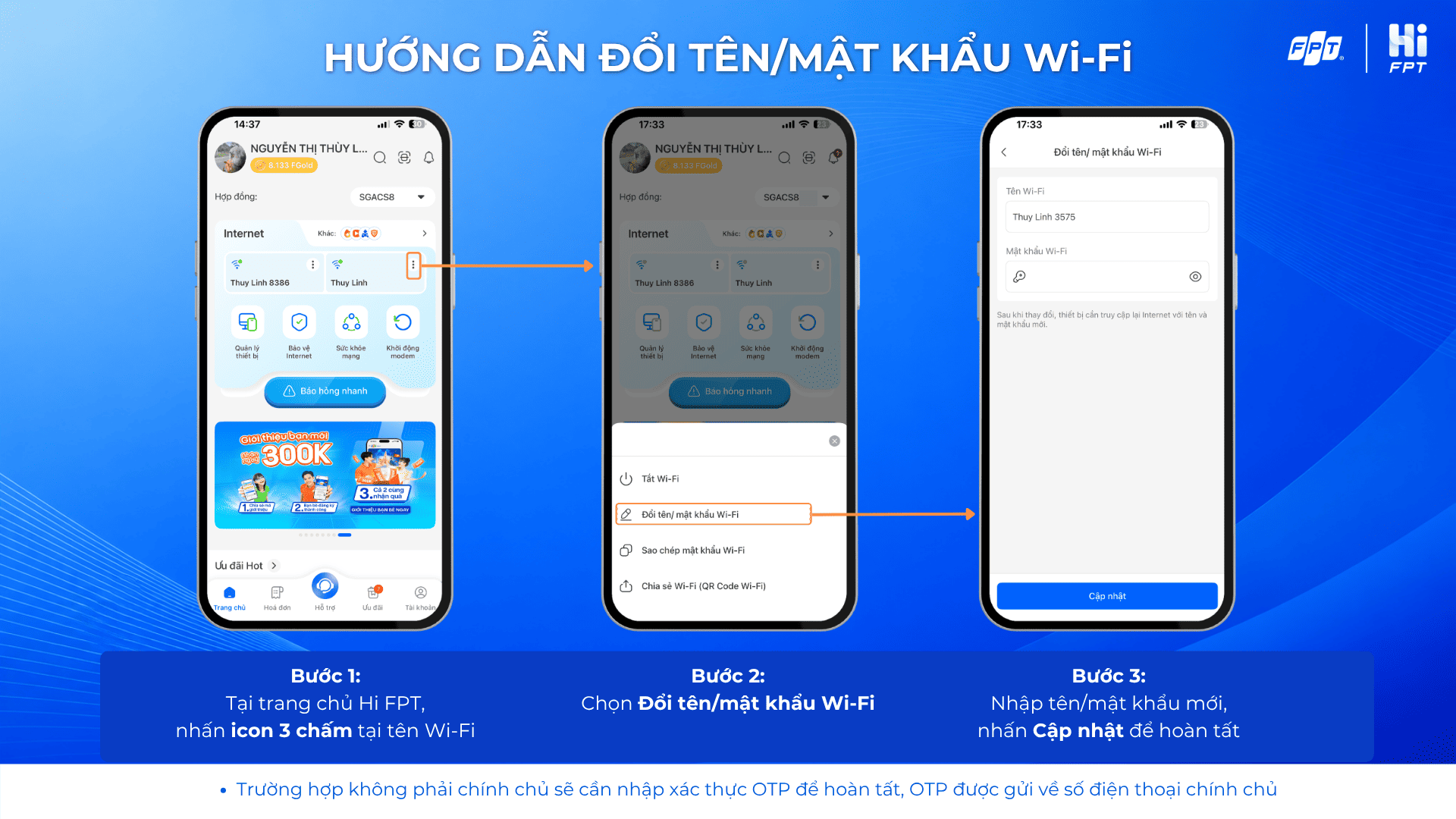 Đổi tên & mật khẩu Wi-Fi