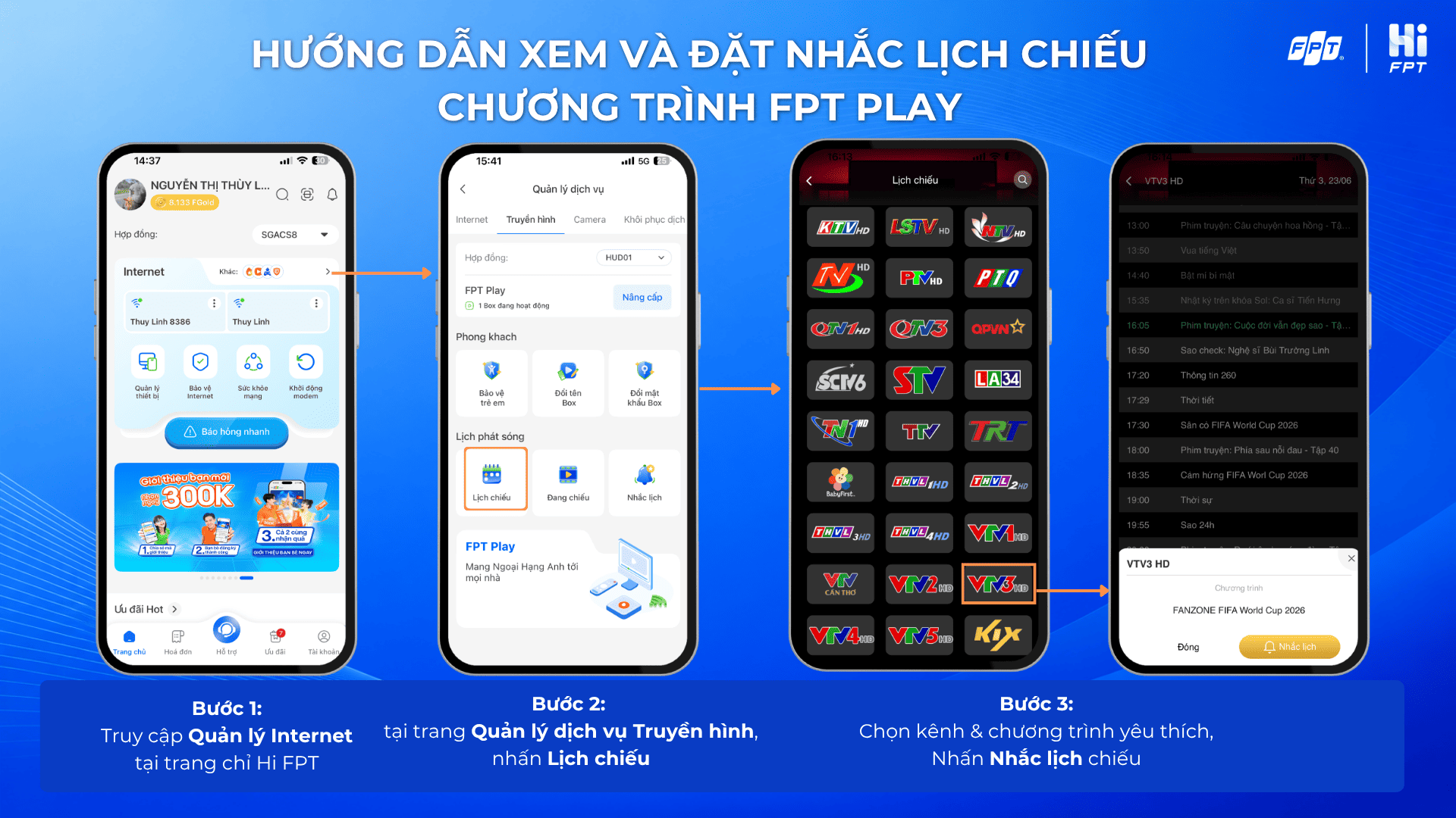 Nhắc lịch chiếu chương trình FPT Play