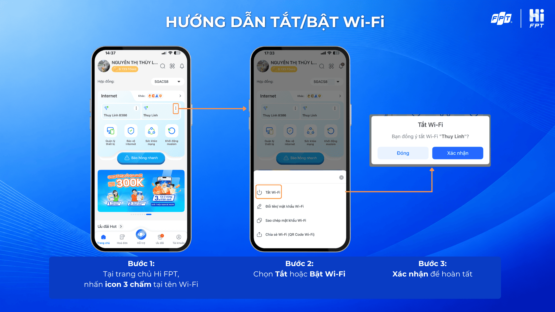 Tắt hoặc bật Wi-Fi