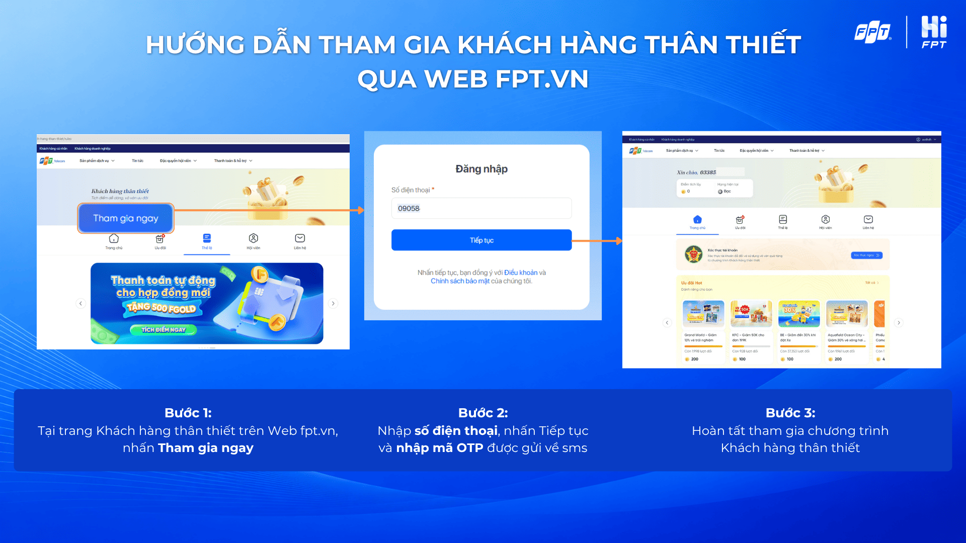 Tham gia Khách hàng thân thiết (qua Web)