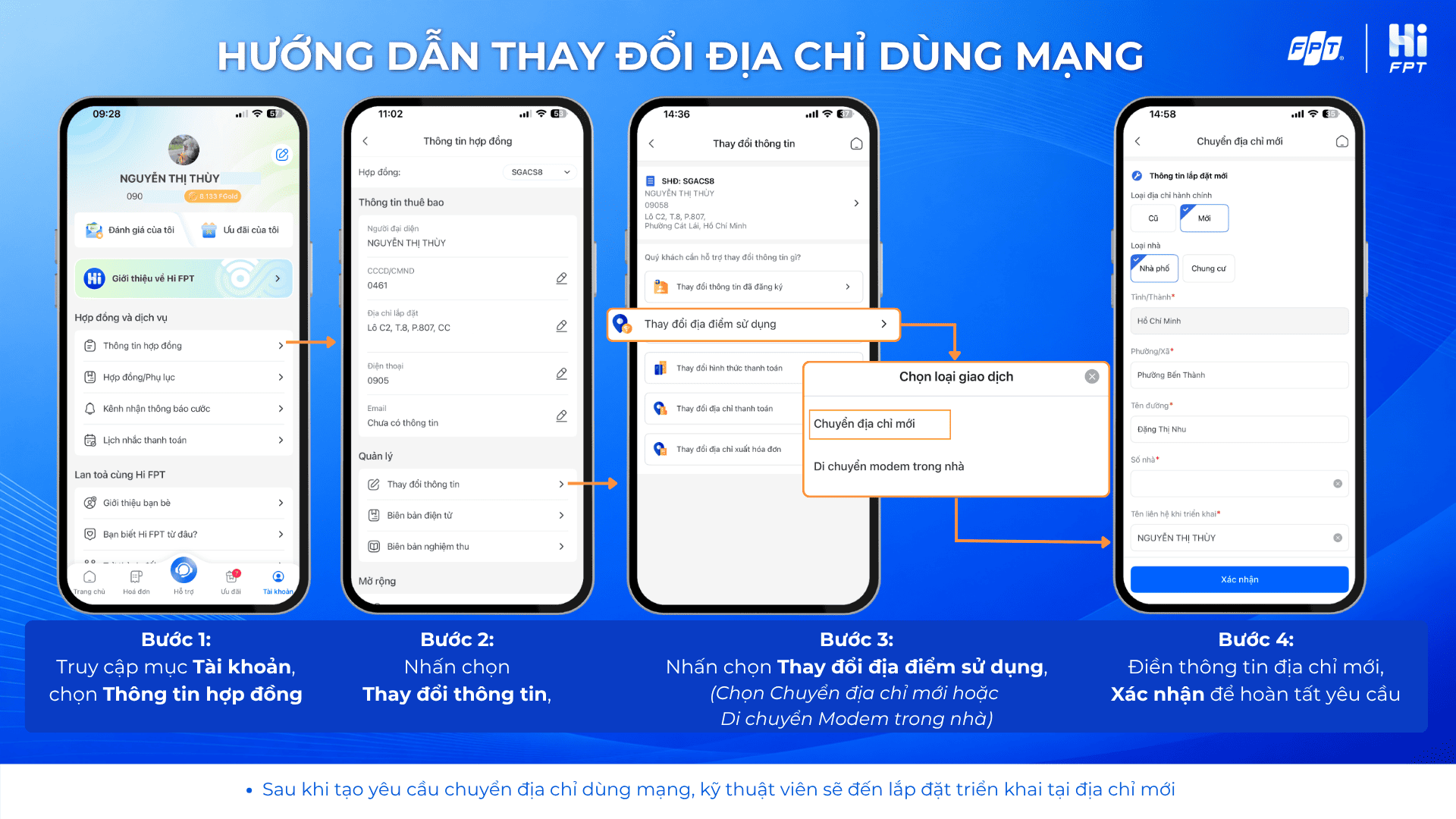Thay dổi địa chỉ sử dụng mạng