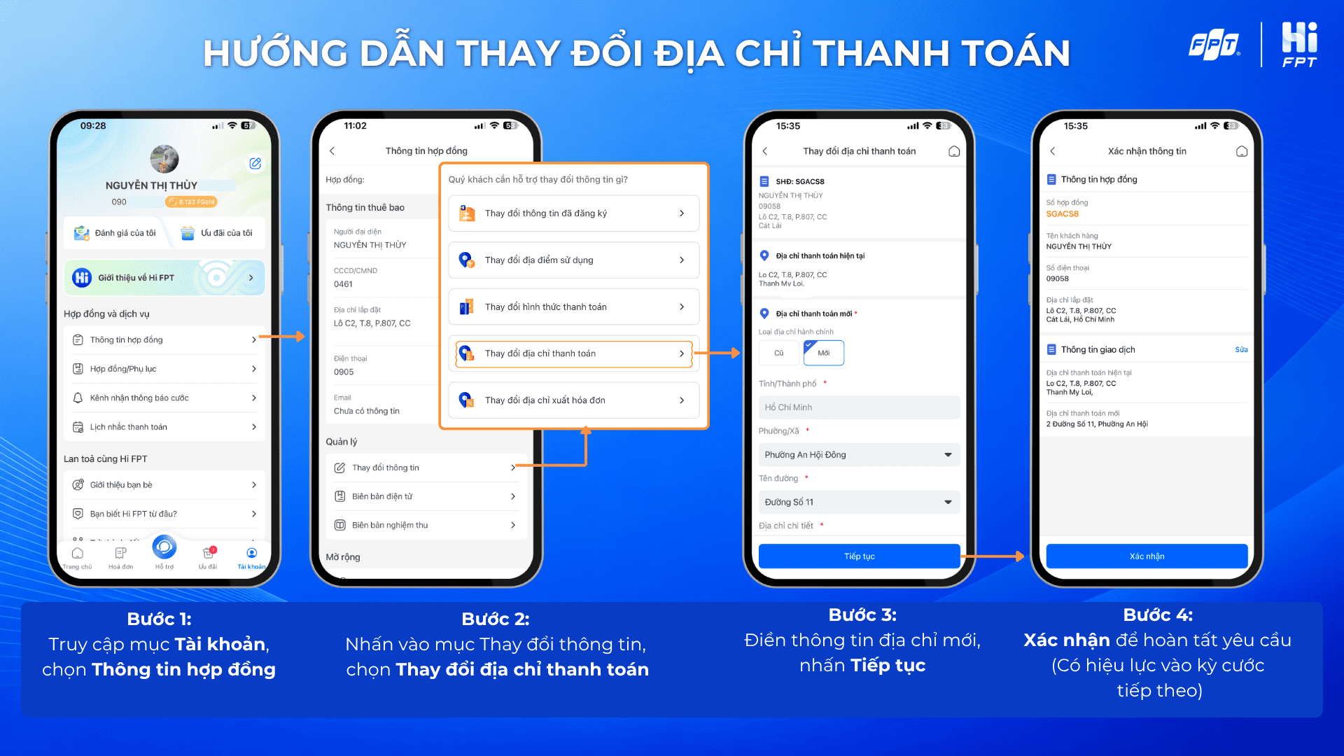 Thay đổi địa chỉ thanh toán