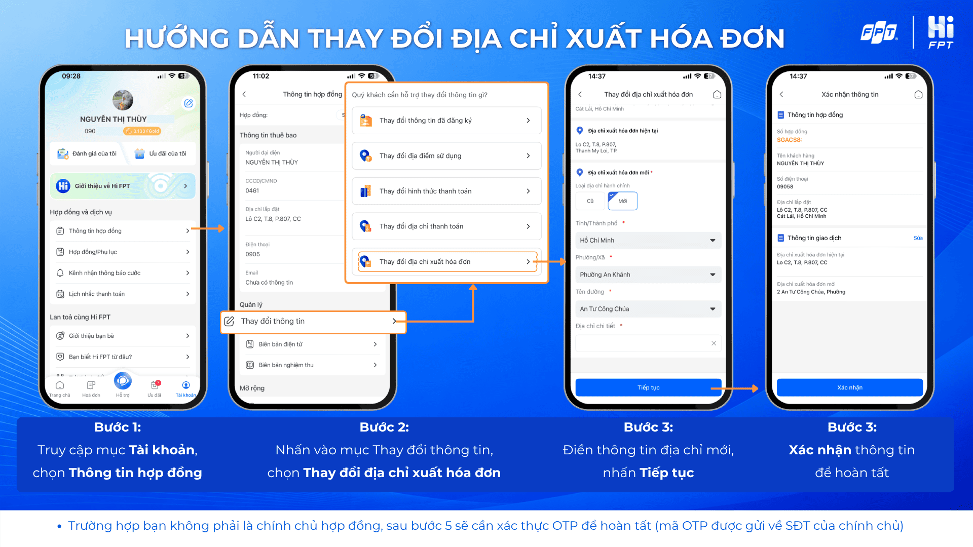 Thay đổi địa chỉ xuất hóa đơn