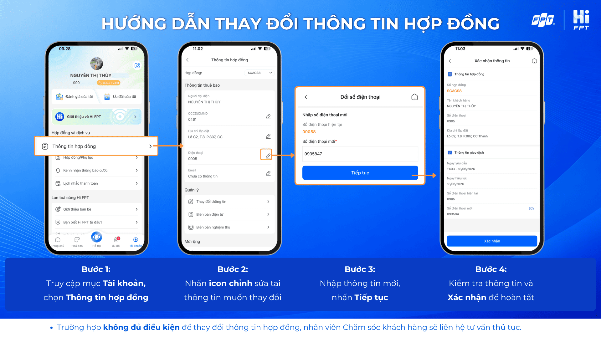 Thay đổi thông tin hợp đồng