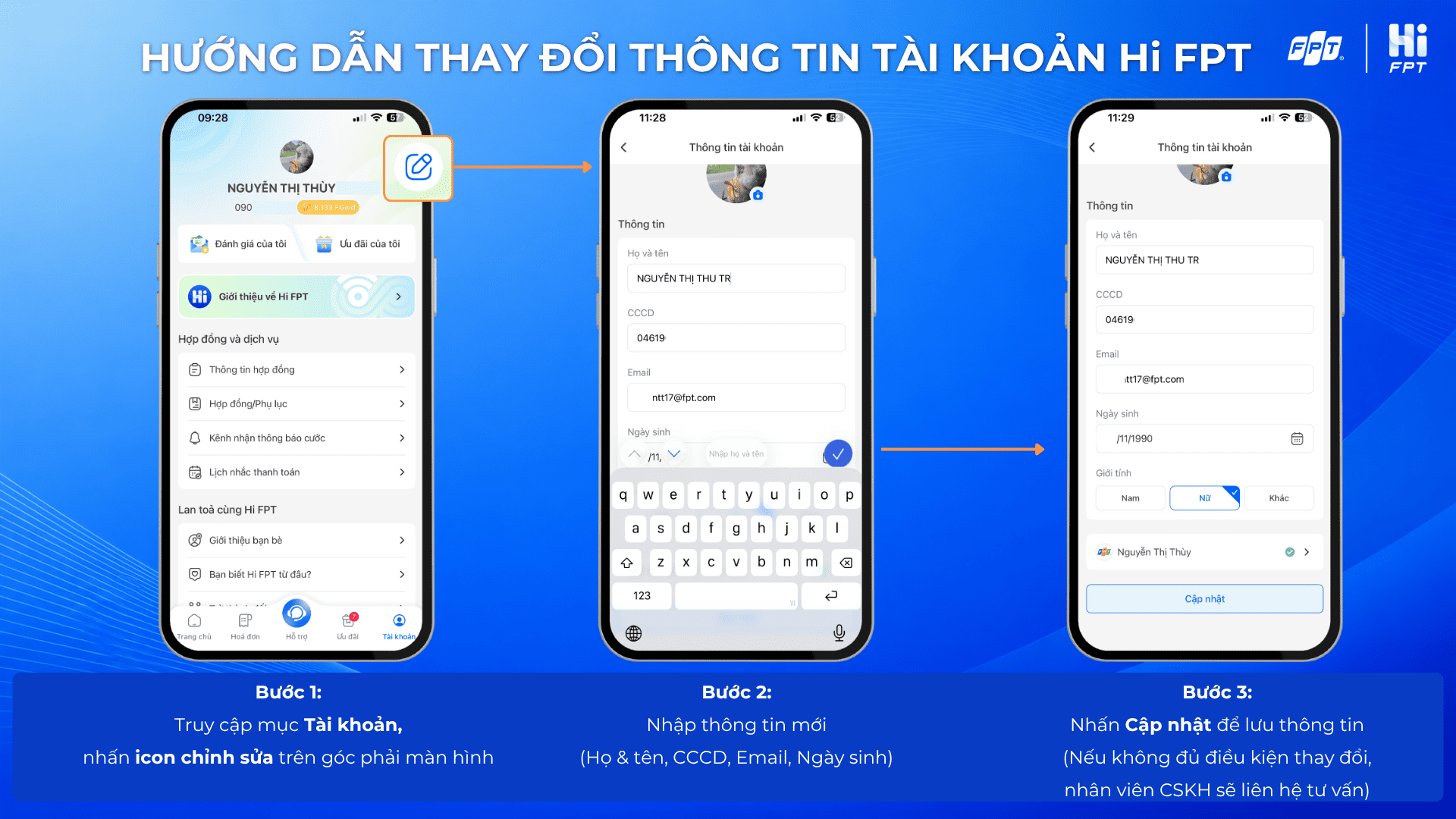 Thay đổi thông tin tài khoản