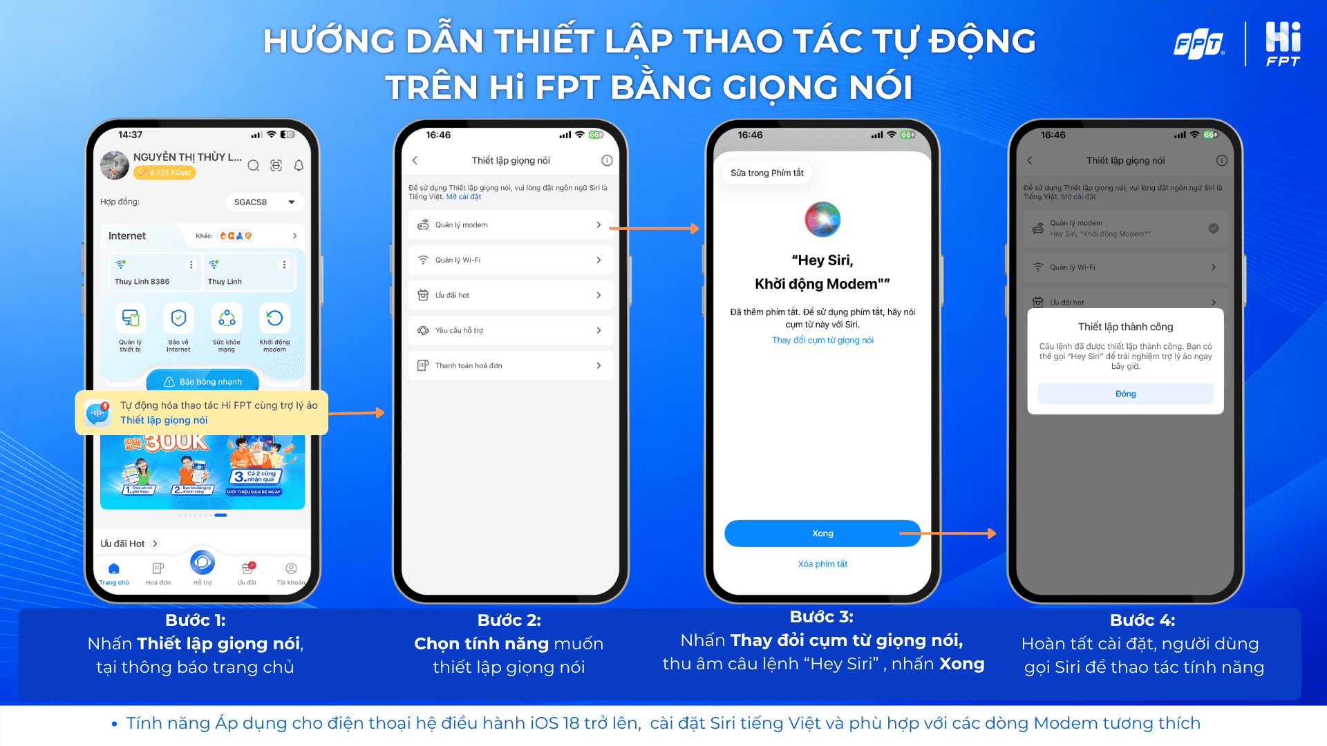 Thiết lập thao tác tự động bằng giọng nói