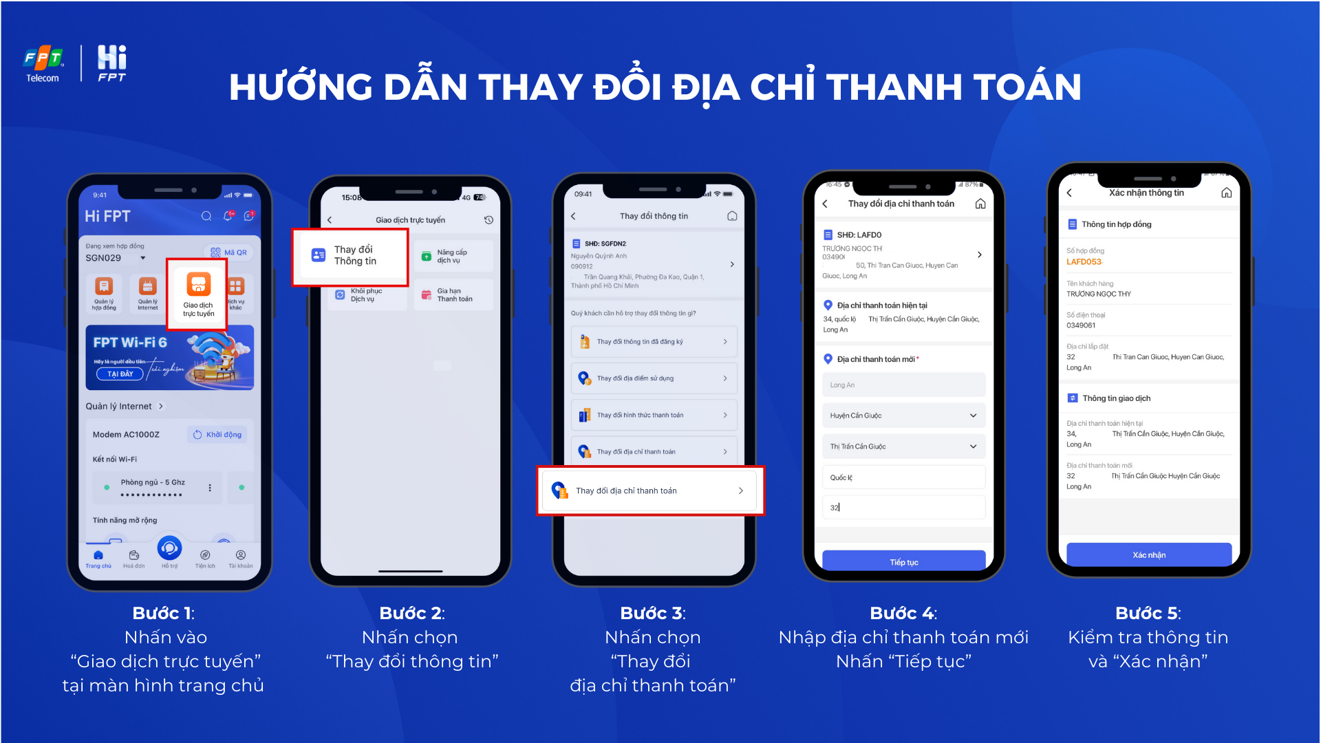 Thay đổi địa chỉ thanh toán trên Hi FPT