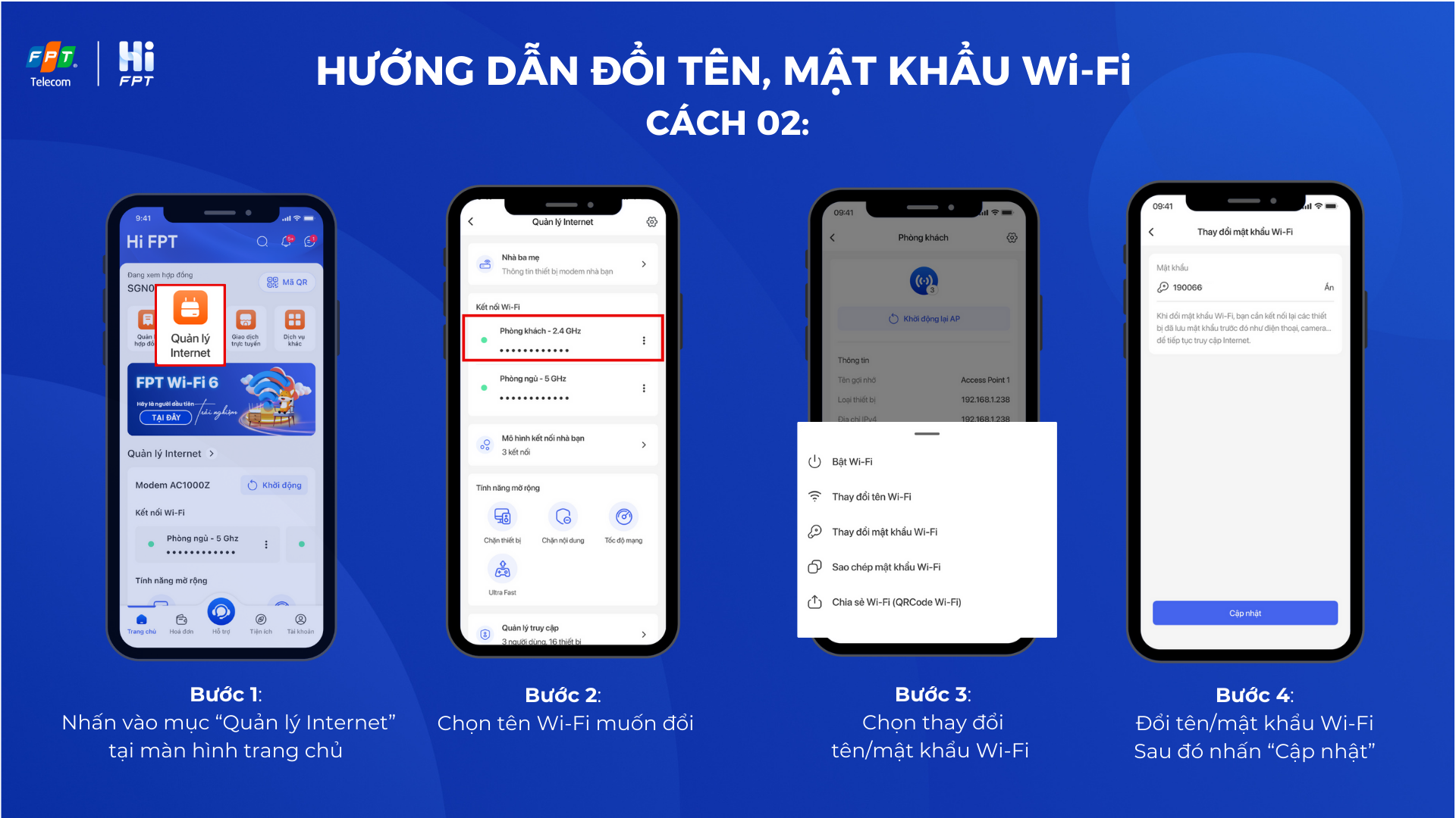 Cách đổi mật khẩu wifi trên Hi FPT