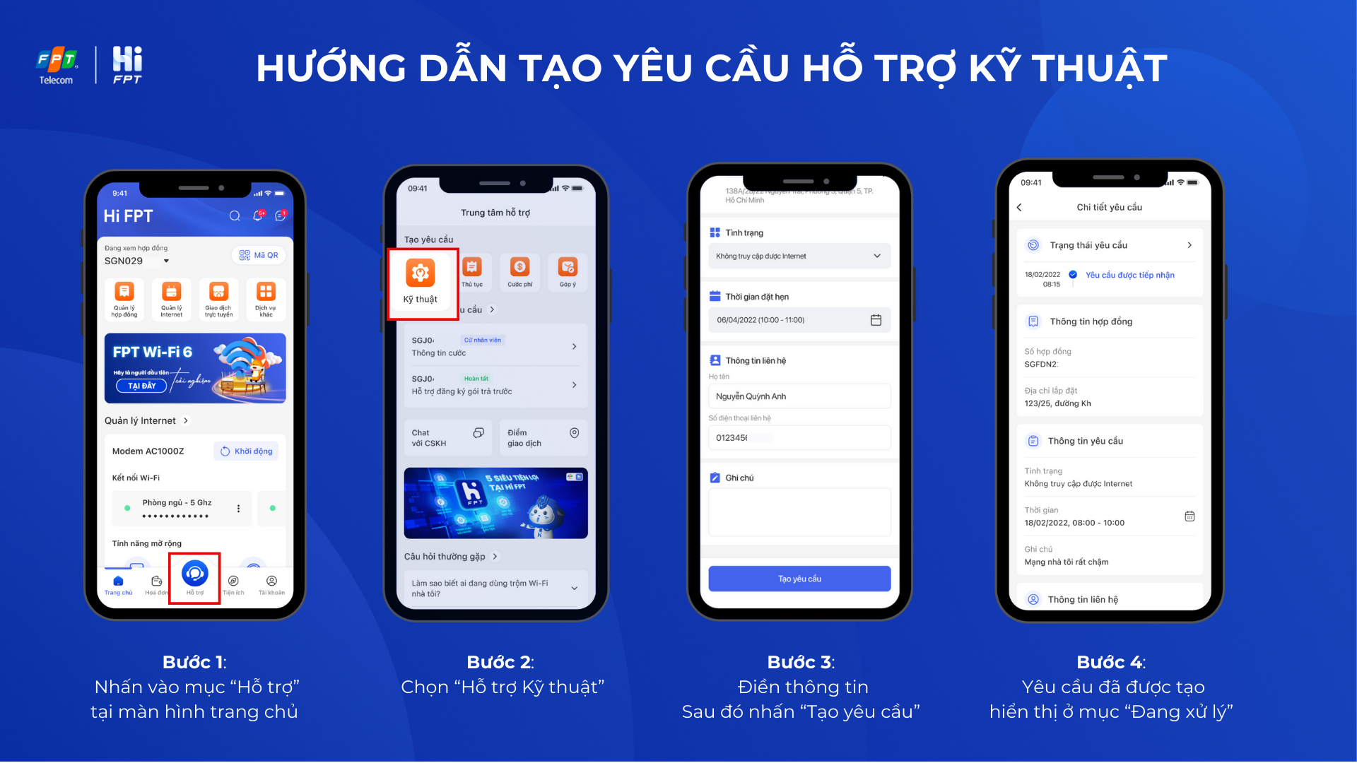 Tạo yêu cầu hỗ trợ kỹ thuật