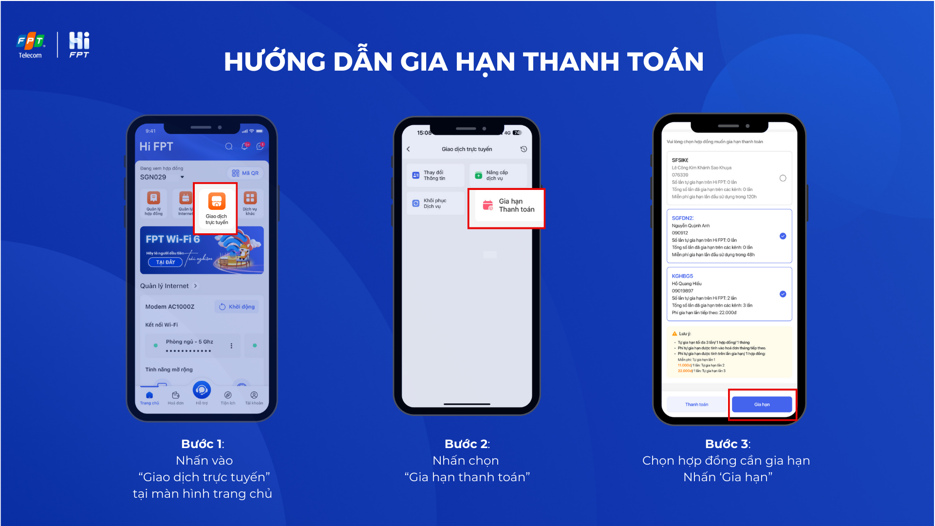 Gia hạn thanh toán trên Hi FPT