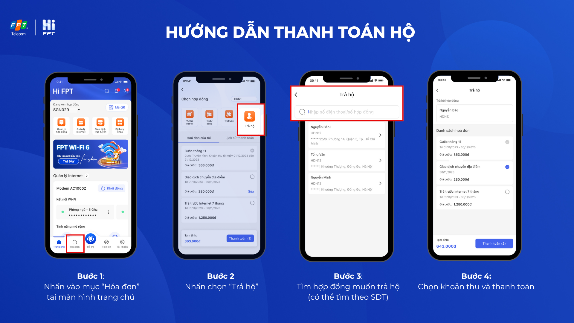 Thanh toán hộ trên Hi FPT