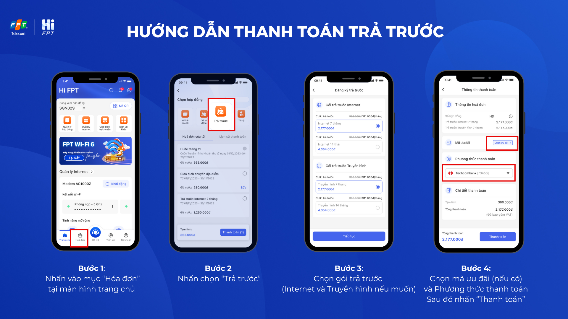 Thanh toán trả trước trên Hi FPT