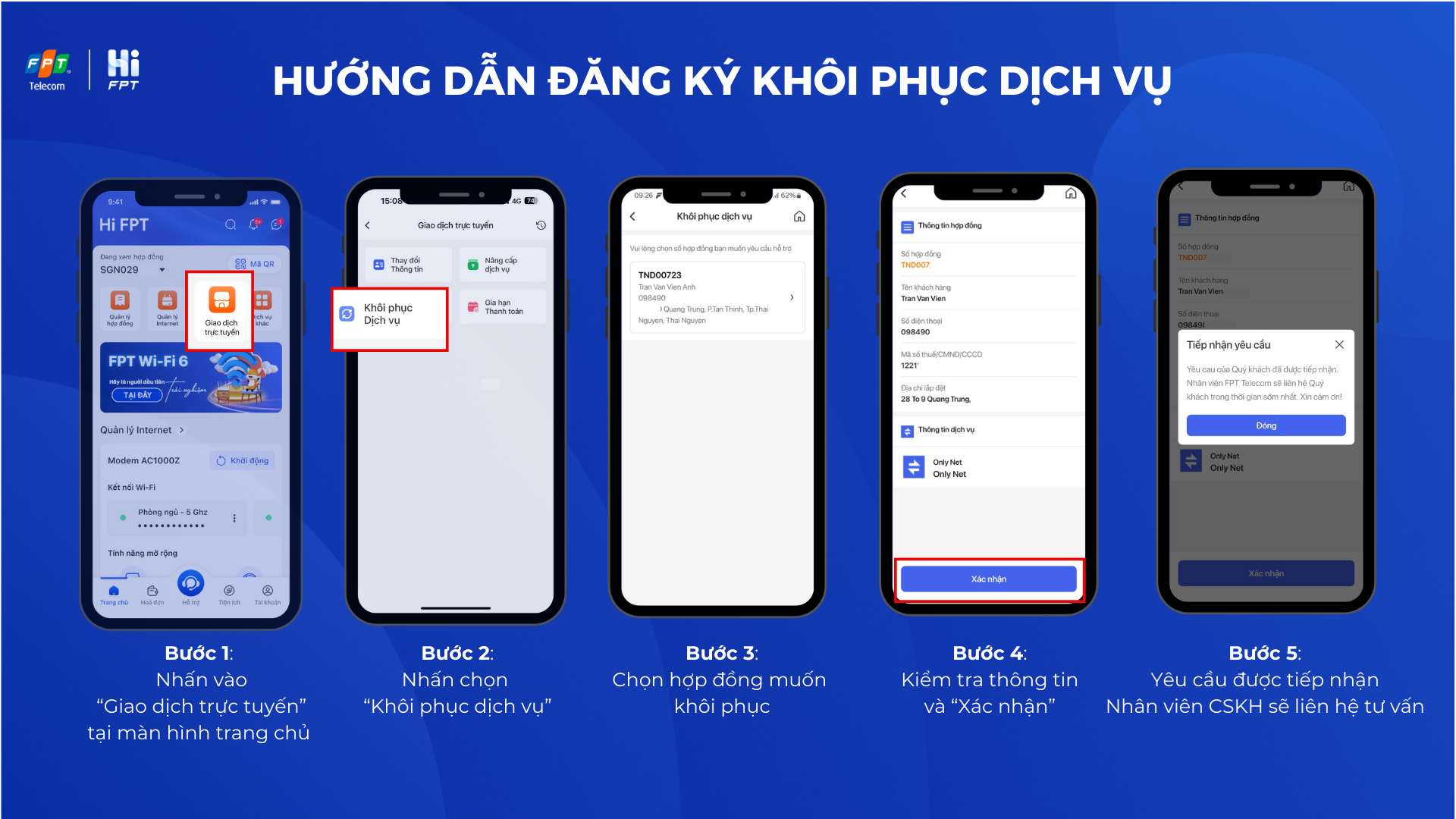 Khôi phục dịch vụ trên Hi FPT