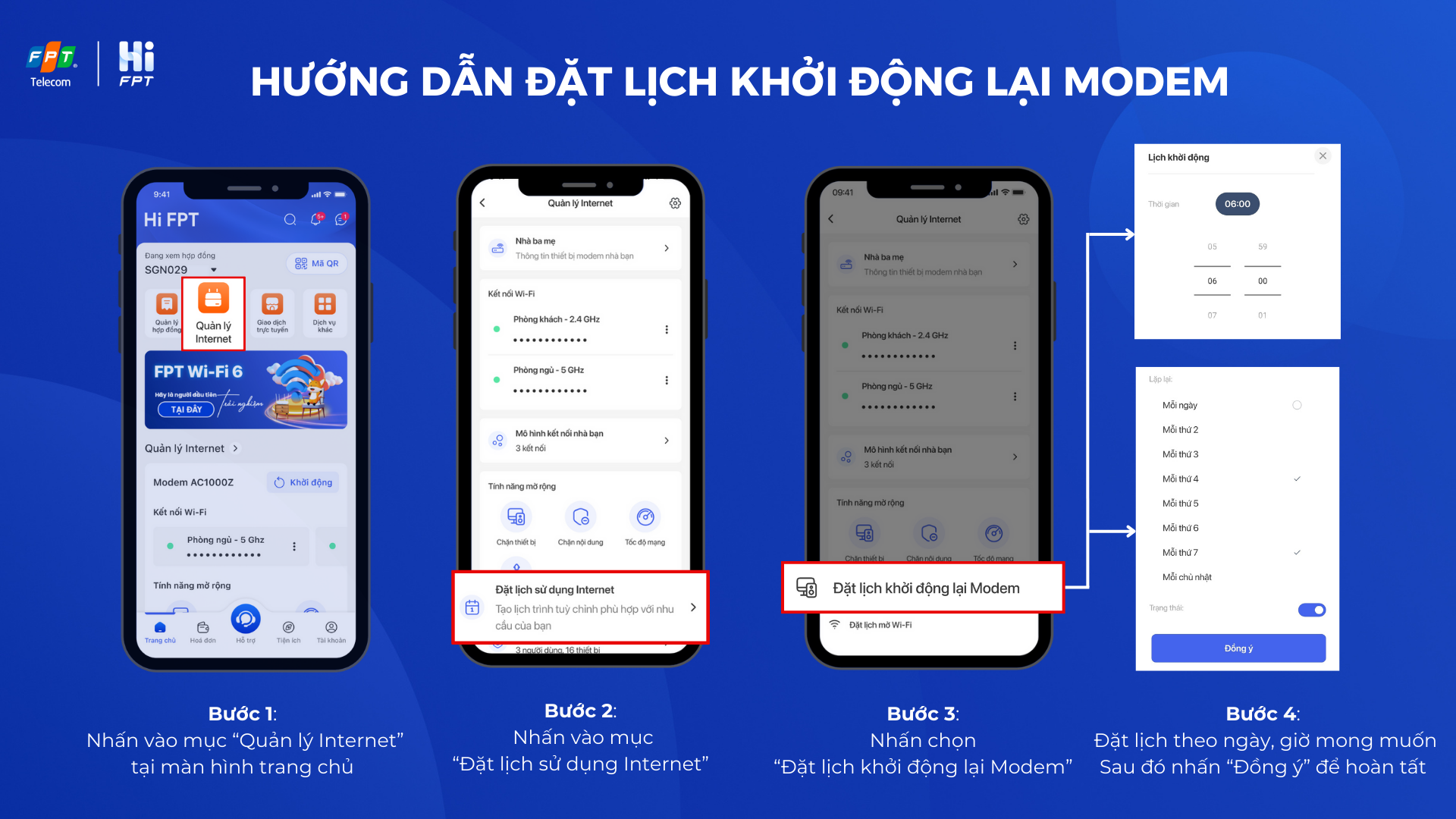 Đặt lịch khởi động lại modem trên Hi FPT