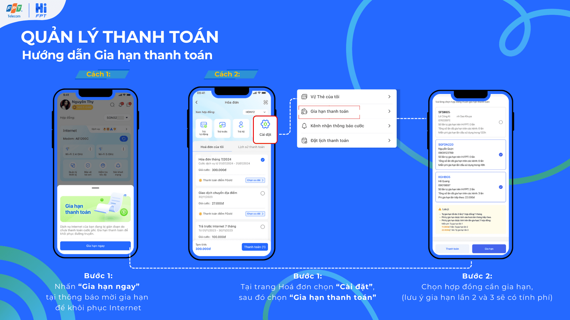 Hướng dẫn gia hạn thanh toán