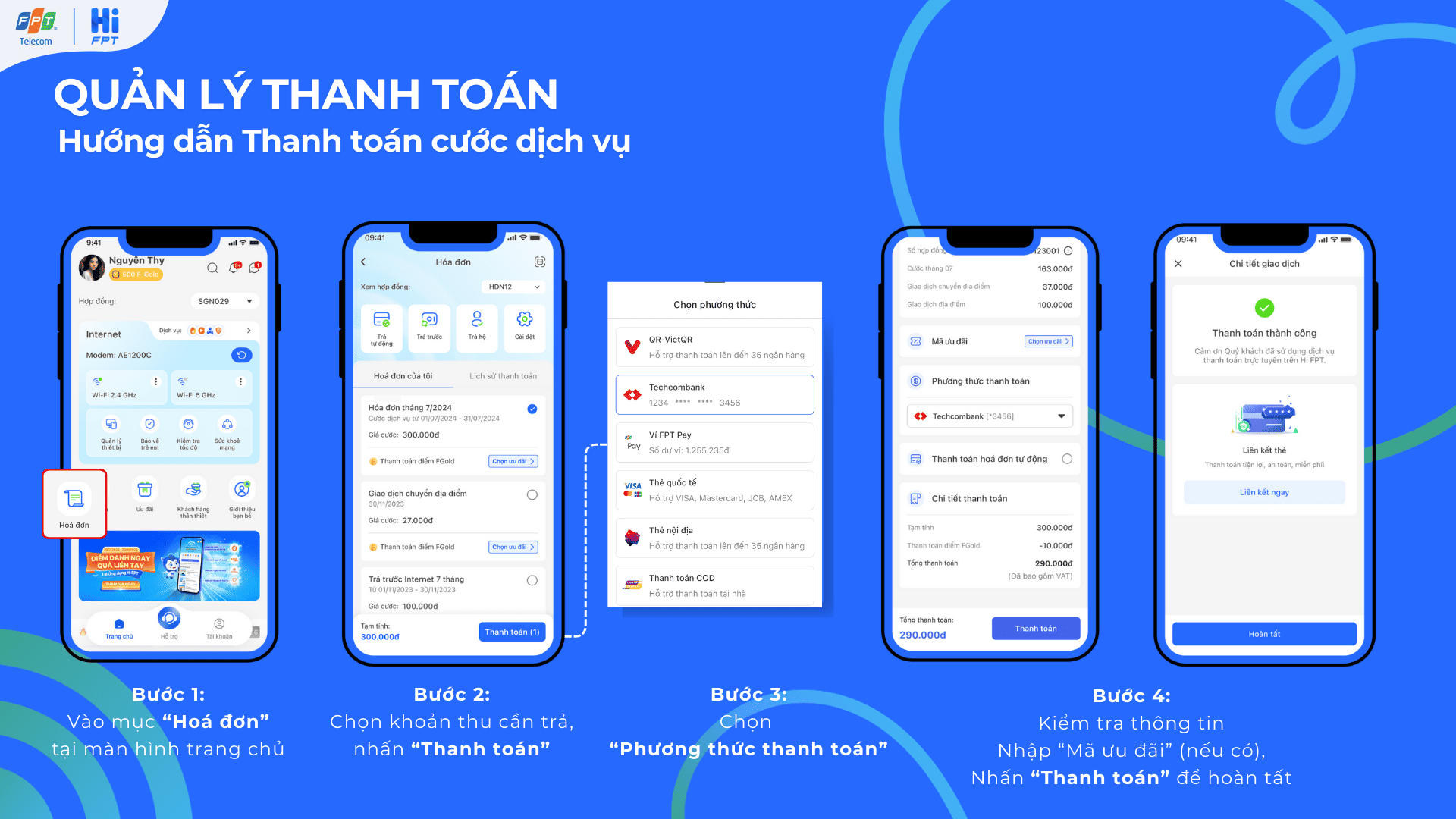 Hướng dẫn thanh toán cước dịch vụ