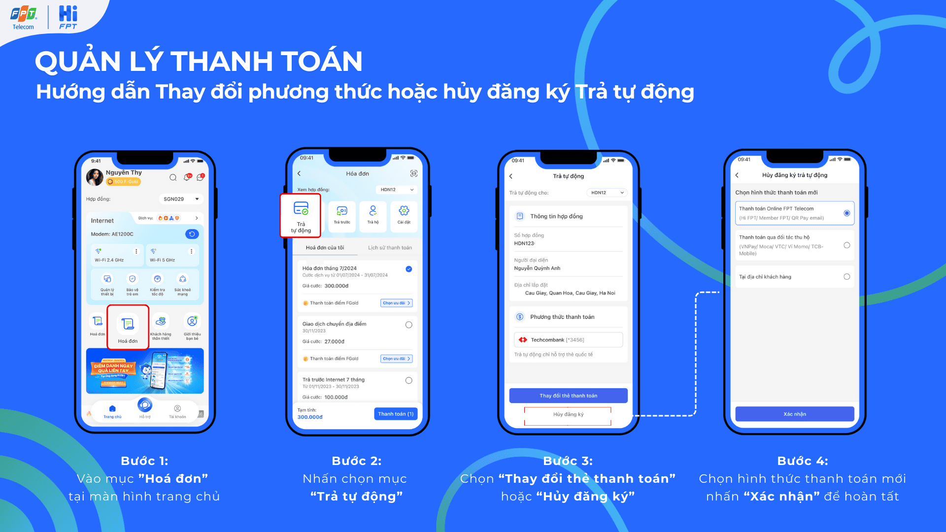 Hướng dẫn thay đổi phương thức trả tự động