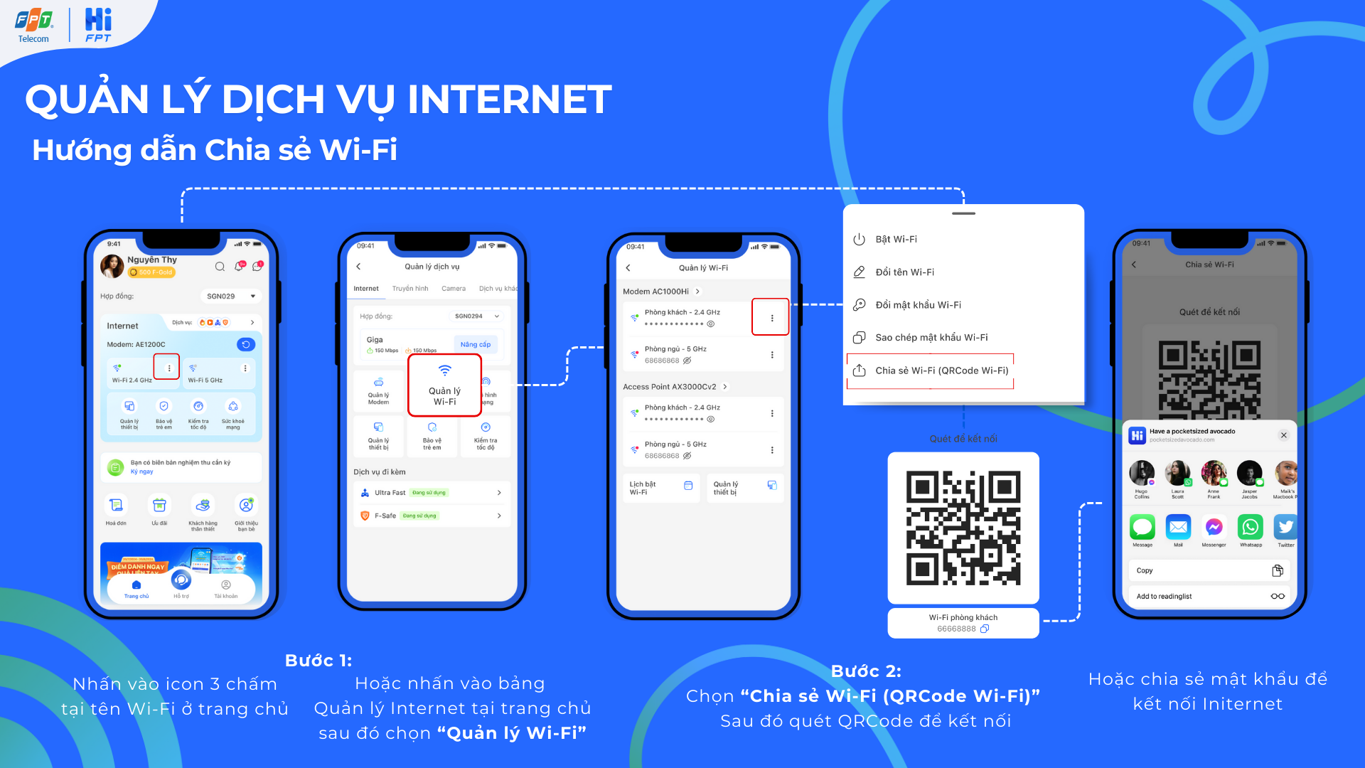 Hướng dẫn chia sẻ mật khẩu wifi