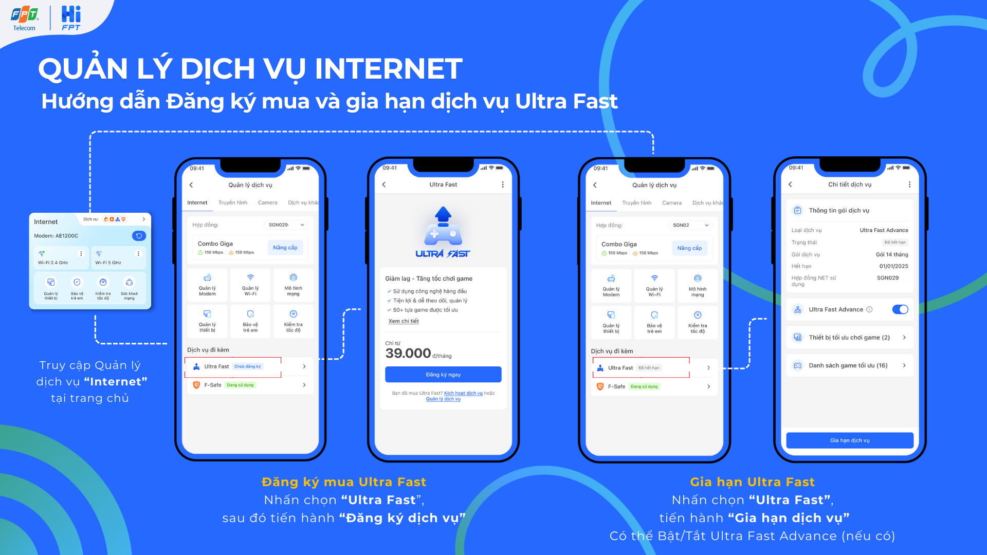 Hướng dẫn đăng ký và gia hạn dịch vụ Ultra Fast