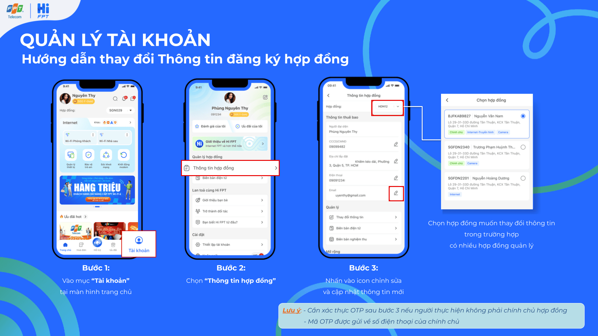 Đổi thông tin đăng ký hợp đồng