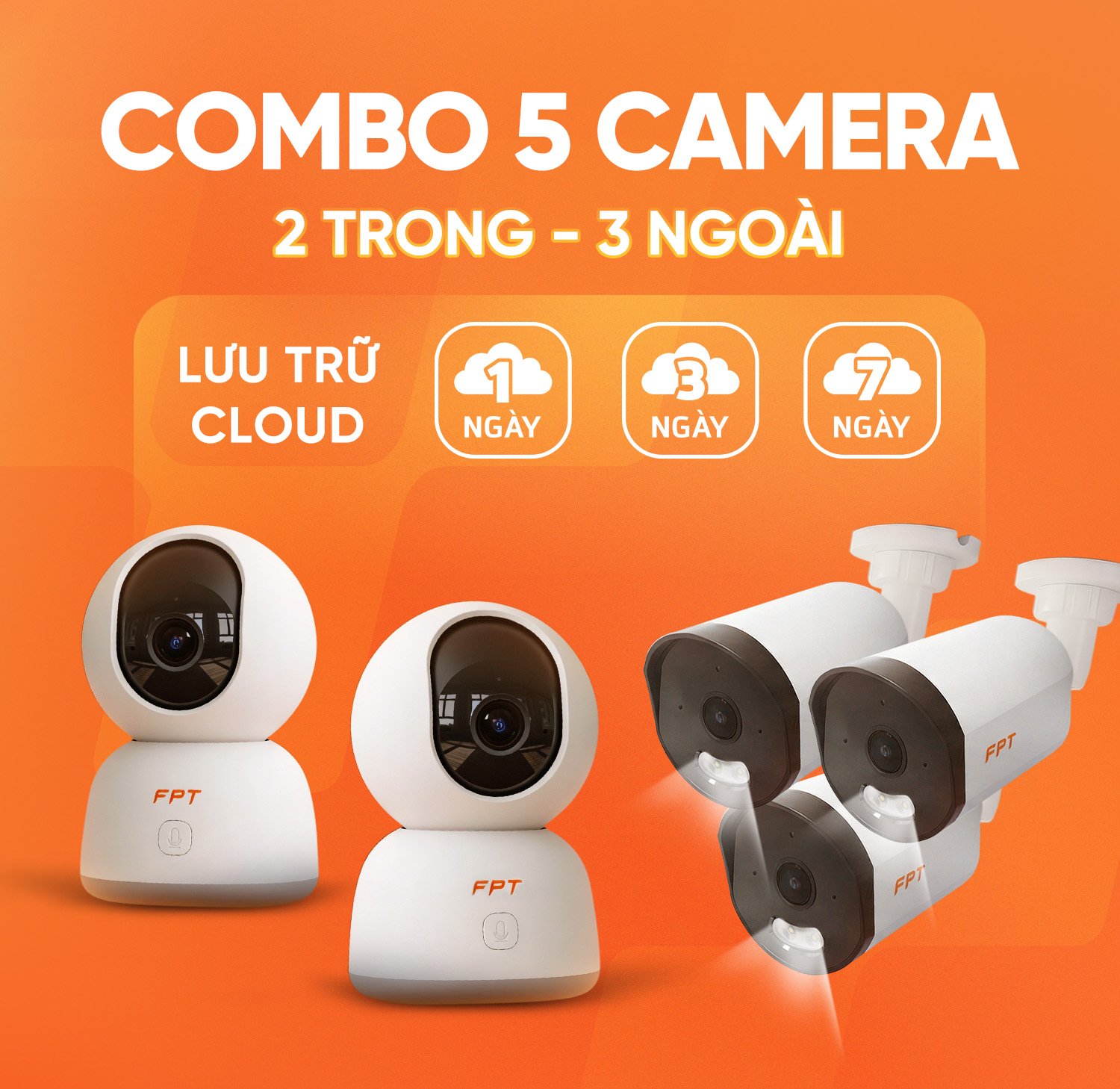 Combo 5 Camera (2 Trong - 3 Ngo&agrave;i)