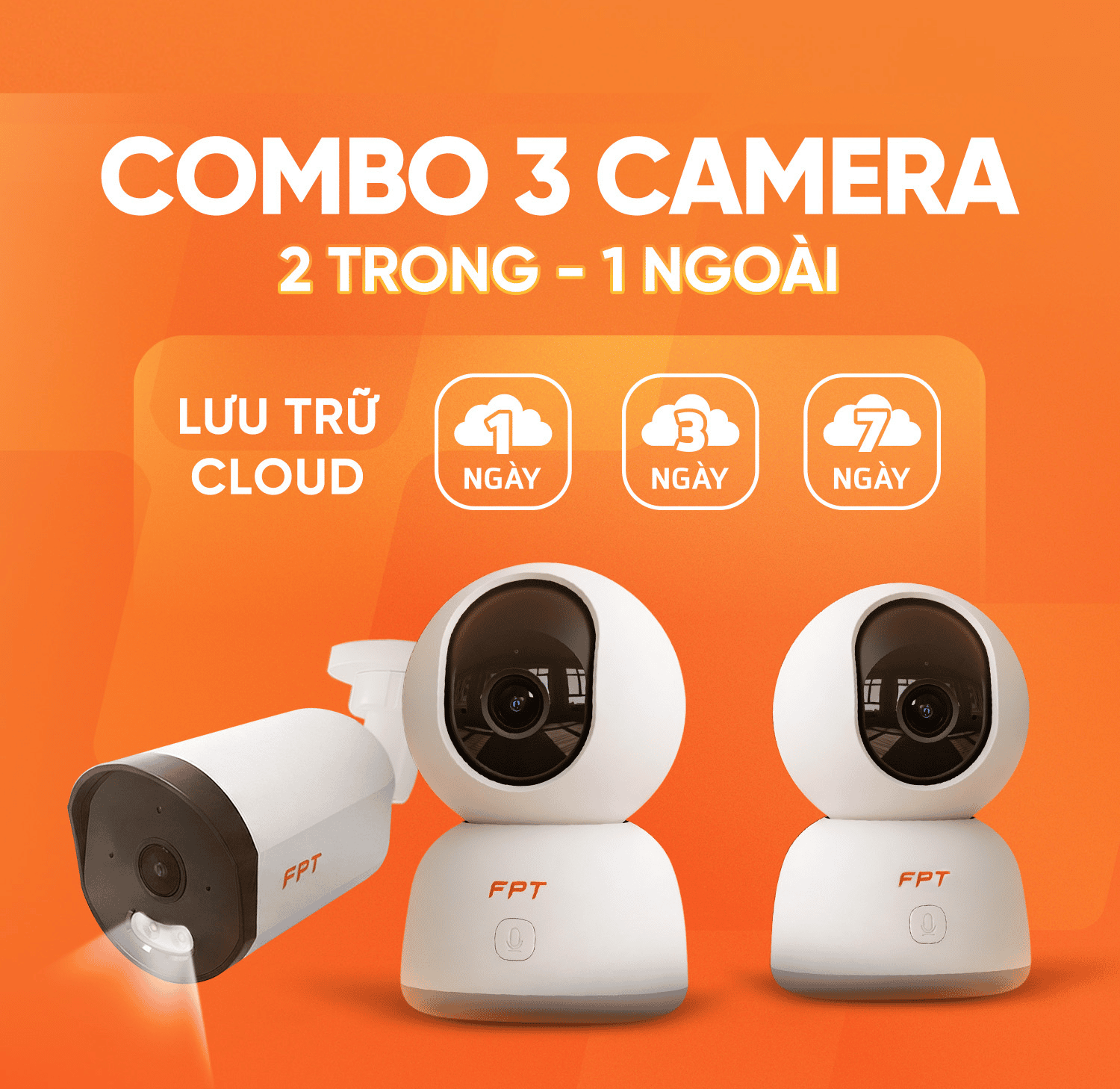 Combo 3 Camera (2 Trong - 1 Ngo&agrave;i)