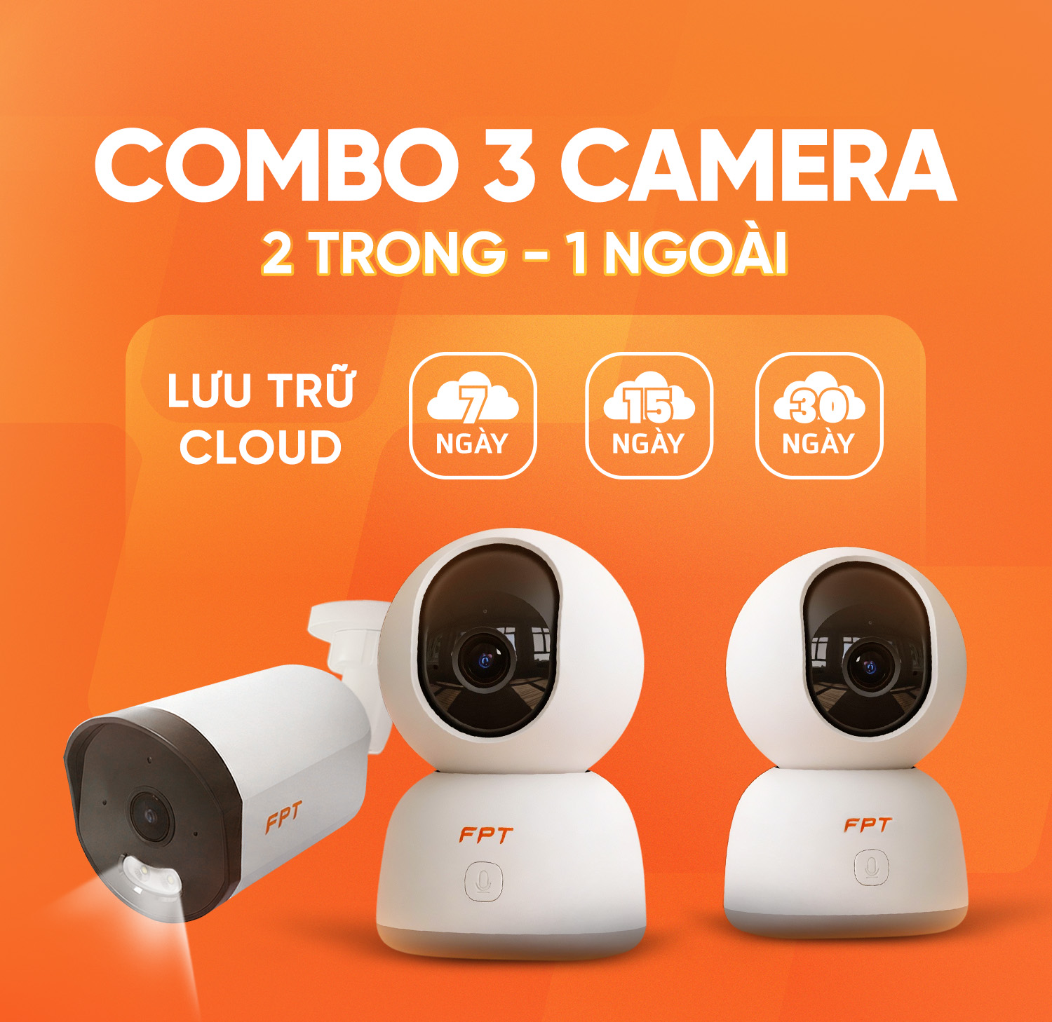 Combo 3 Camera (2 Trong - 1 Ngo&agrave;i)