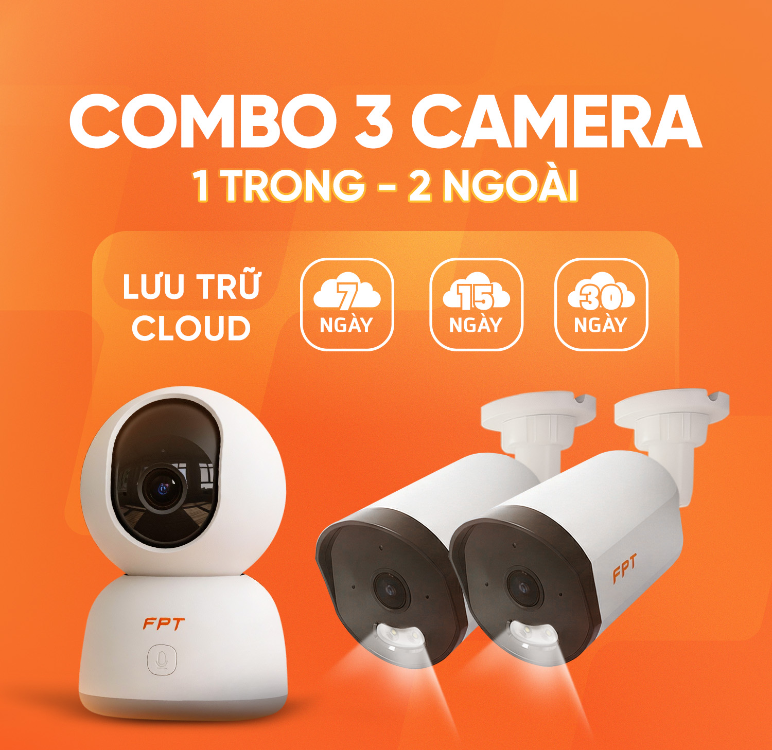 Combo 3 Camera (1 Trong - 2 Ngo&agrave;i)