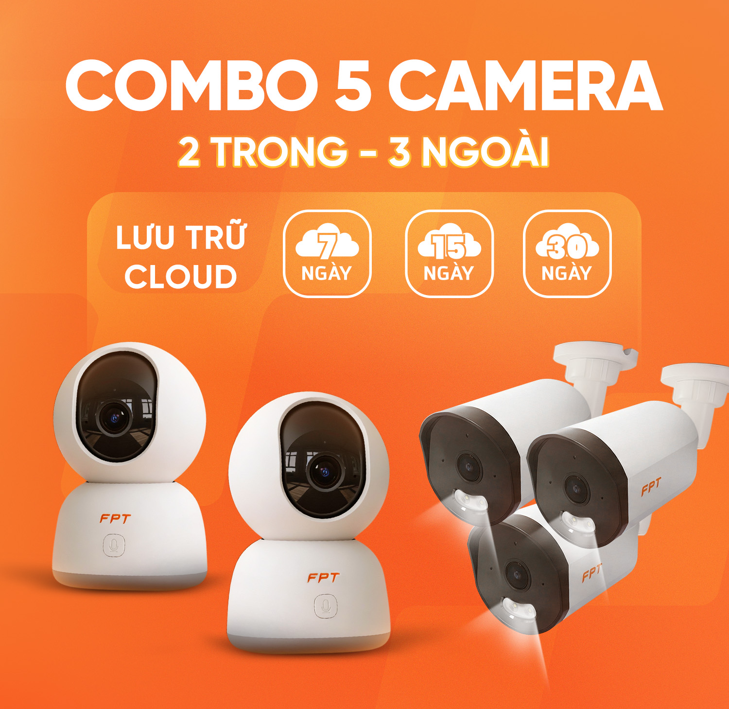 Combo 5 Camera (2 Trong - 3 Ngo&agrave;i)