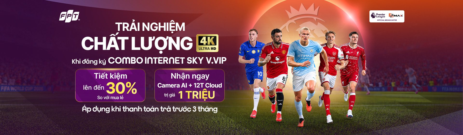 Đăng ký xem Ngoại Hạng Anh cùng Combo VVIP Lite